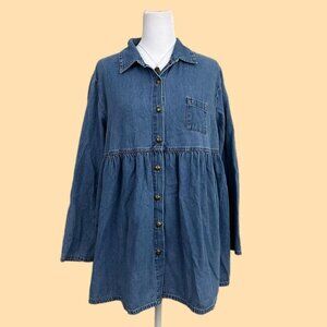 blue denim vintage 90s button up shirt